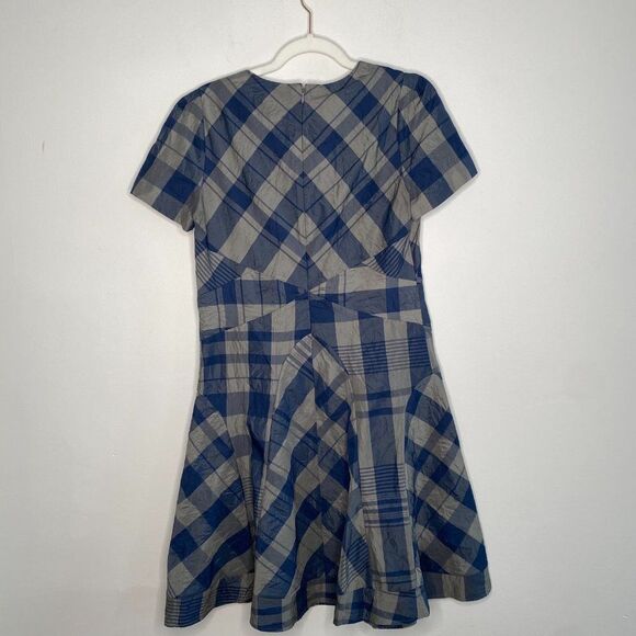 CLUB MONACO Green & Blue Plaid V Neck Dress | Size: 6 - Picture 4 of 6